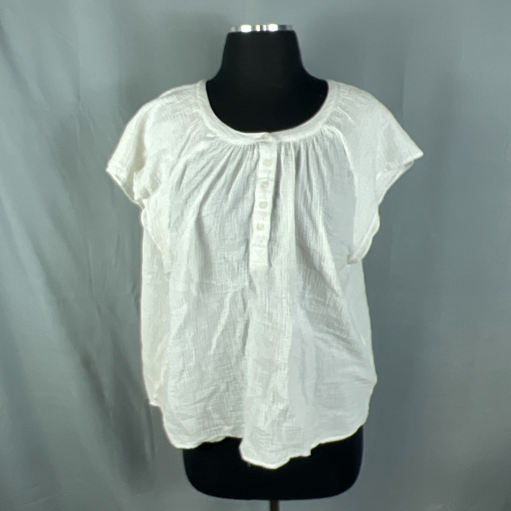 Calvin Klein Blouse Top Womens XL White Crinkled Texture Lightweight Cap Sleeve